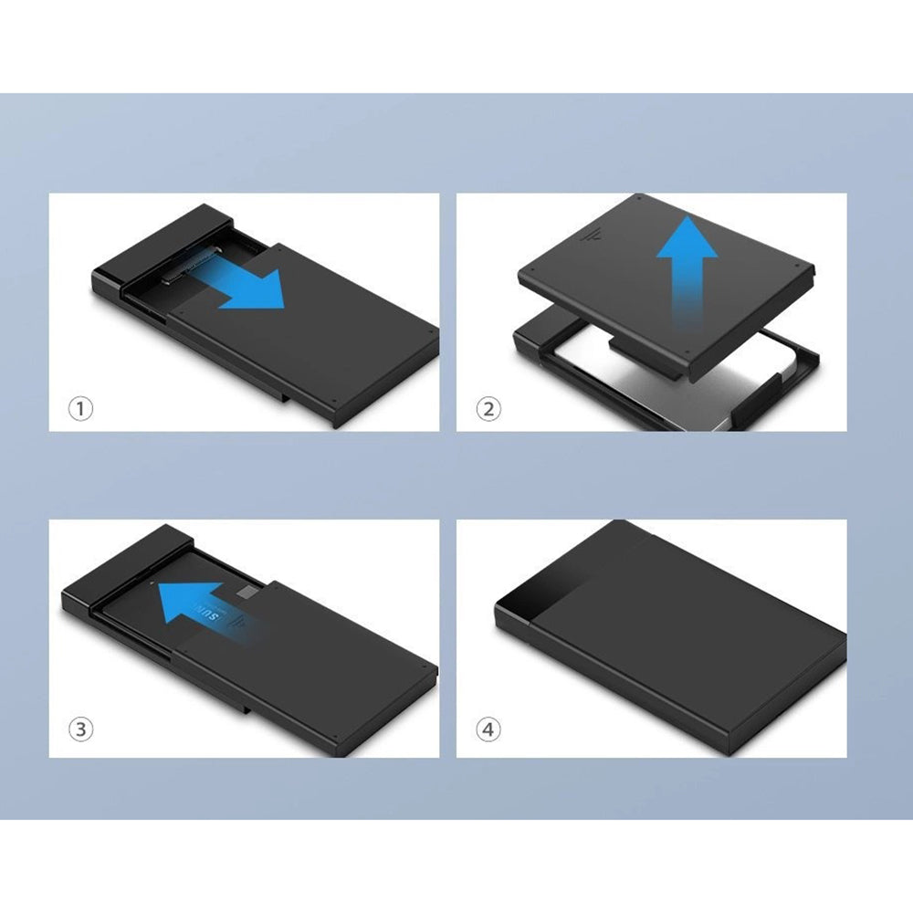 Ugreen - Hard Drive Enclosure US221 (30848) - USB to Micro-B Cable Included, HDD/SSD Rack, SATA, 5Gbps - Black