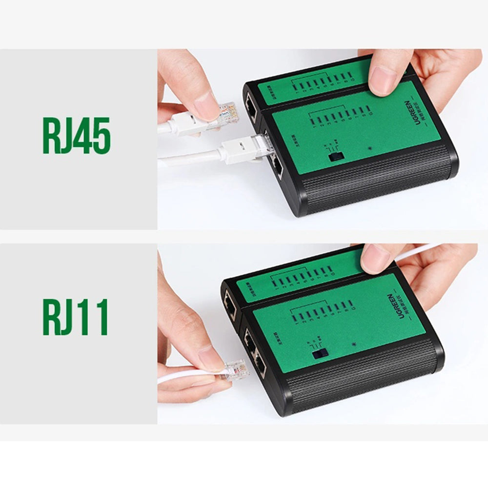 Ugreen - Network Cable Tester NW167 (10950) - 9V Carbon Battery, Ethernet / Telephone Cable - Black