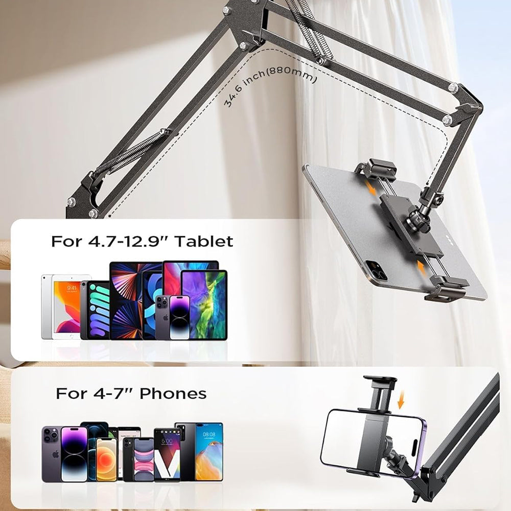 Lisen - Desk Holder (YL0223060007) - Table Edge Mounting, 360° Rotate, Foldable, Adjustable, for Phone, Tablet 12.9" - B