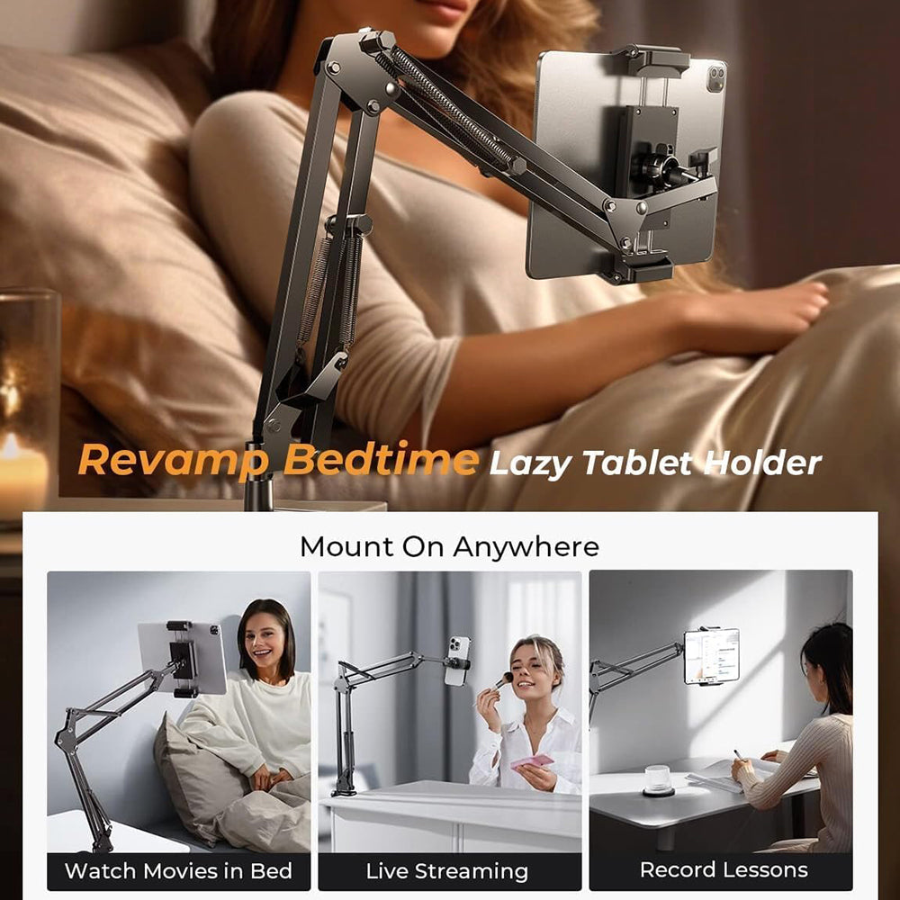 Lisen - Desk Holder (YL0223060007) - Table Edge Mounting, 360° Rotate, Foldable, Adjustable, for Phone, Tablet 12.9" - B