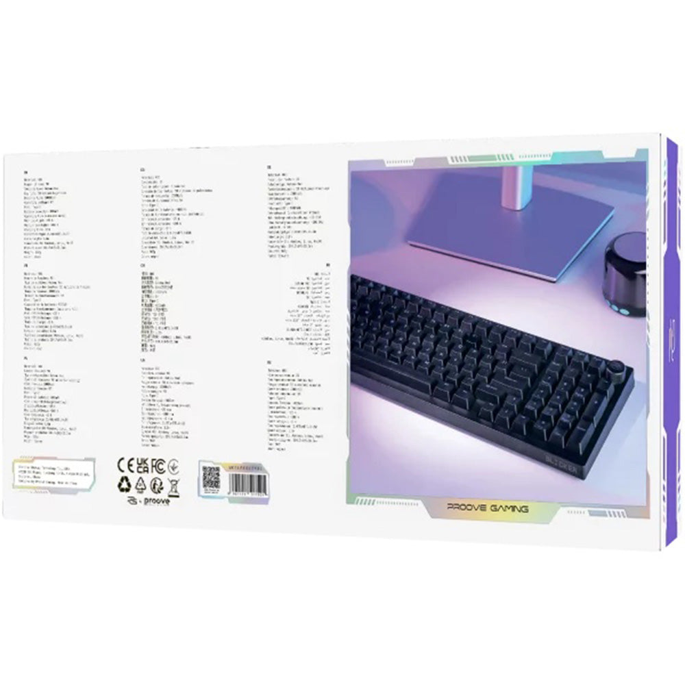 Proove - Wireless Gaming Keyboard Slicker (WKSLEN00022401) - 2.4GHz, Bluetooth 5.2, Type-C, 98 Keys, 4000mAh, 1.8m - Bla