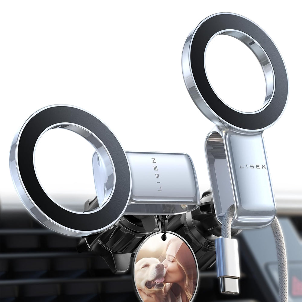 Lisen - Car Holder (YL0224050012) - Magnetic Grip, for Air Vent, Foldable, 360° Adjustable, Secure Fit - Black