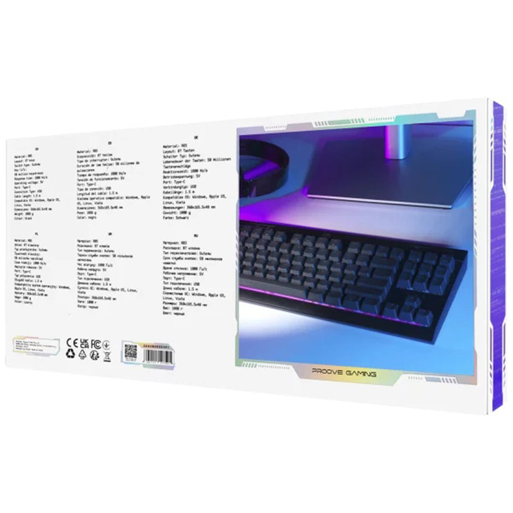 Proove - Wired Keyboard Sideswap (CKSIEN00022401) - Mechanical, RGB Backlighting, 87 Keys, Swappable Switches, 1.5m - Bl