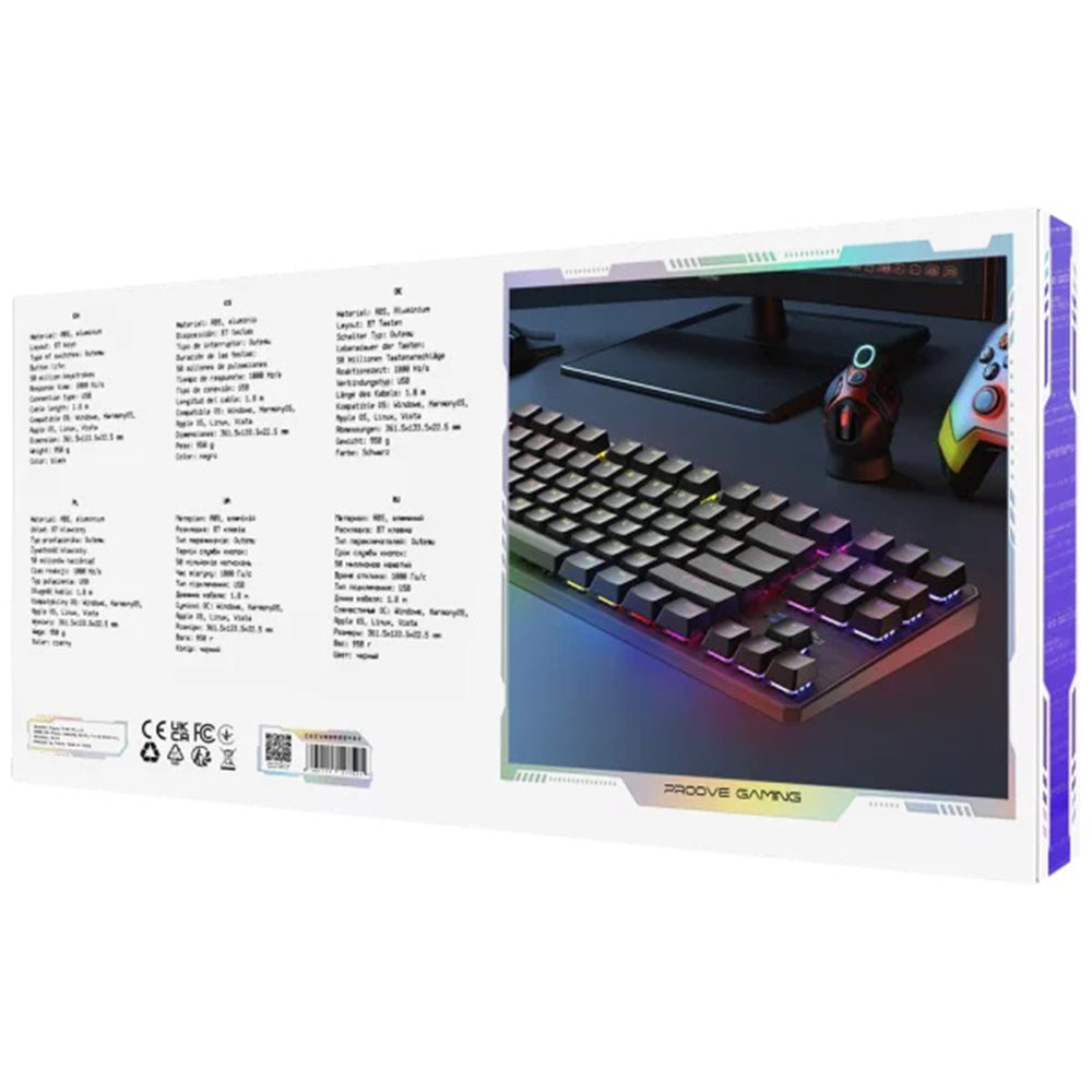 Proove - Wired Keyboard Everfrost (CKEVEN00000401) - Mechanical, RGB Backlighting, 87 Keys, Outemu Switches, 1.8m - Blac