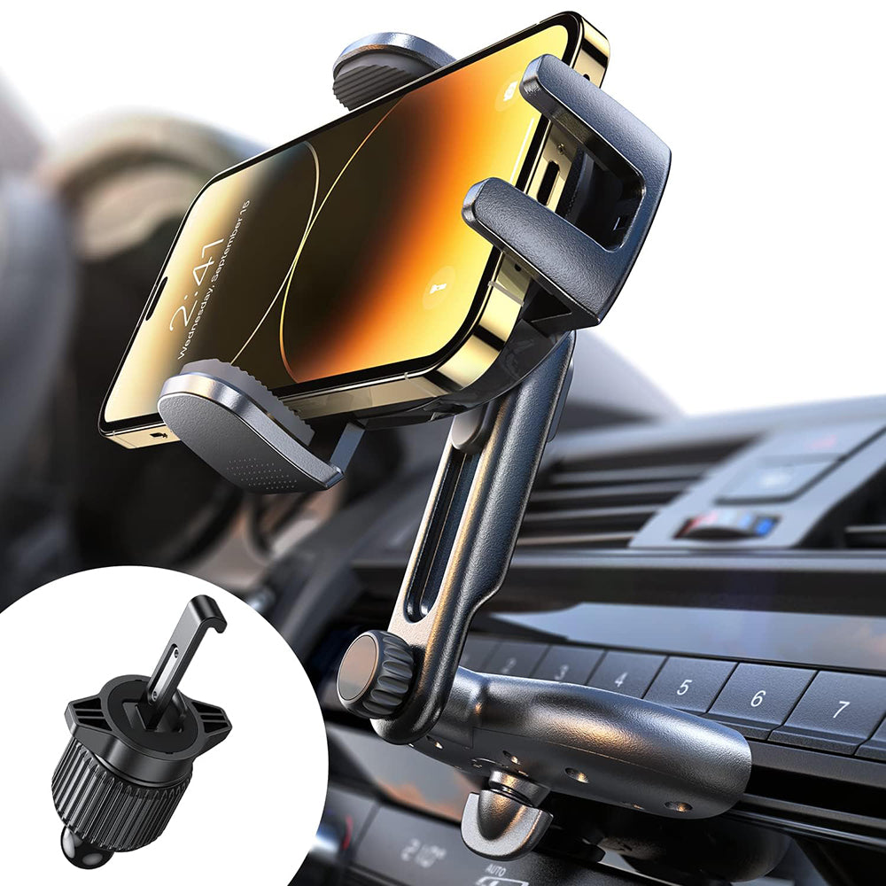 Lisen - Car Holder (YL0222040016) - for Air Vent, CD Slot, 2in1, Universal, Multi-Angle Adjustment, Secure Fit - Black