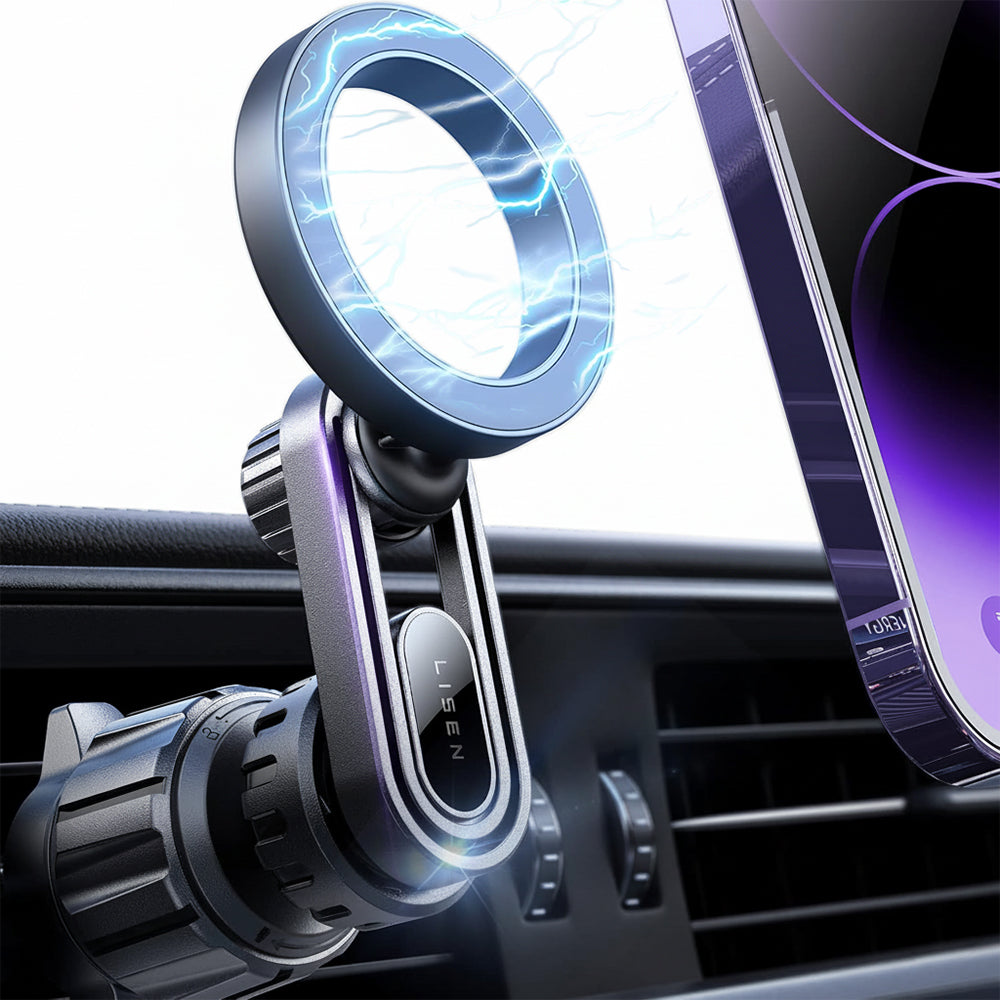 Lisen - Car Holder (YL0222100001) - for Air Vent, Magnetic Grip, Universal, Adjustable, Secure Fit, N52 Magnets - Black