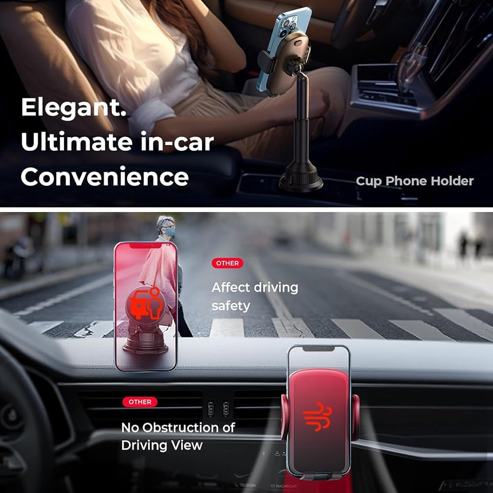 Lisen - Car Holder (YL0220100001) - for Cup Holder, Universal, Multi-Angle Adjustment, Secure Fit, Anti-Shake - Black