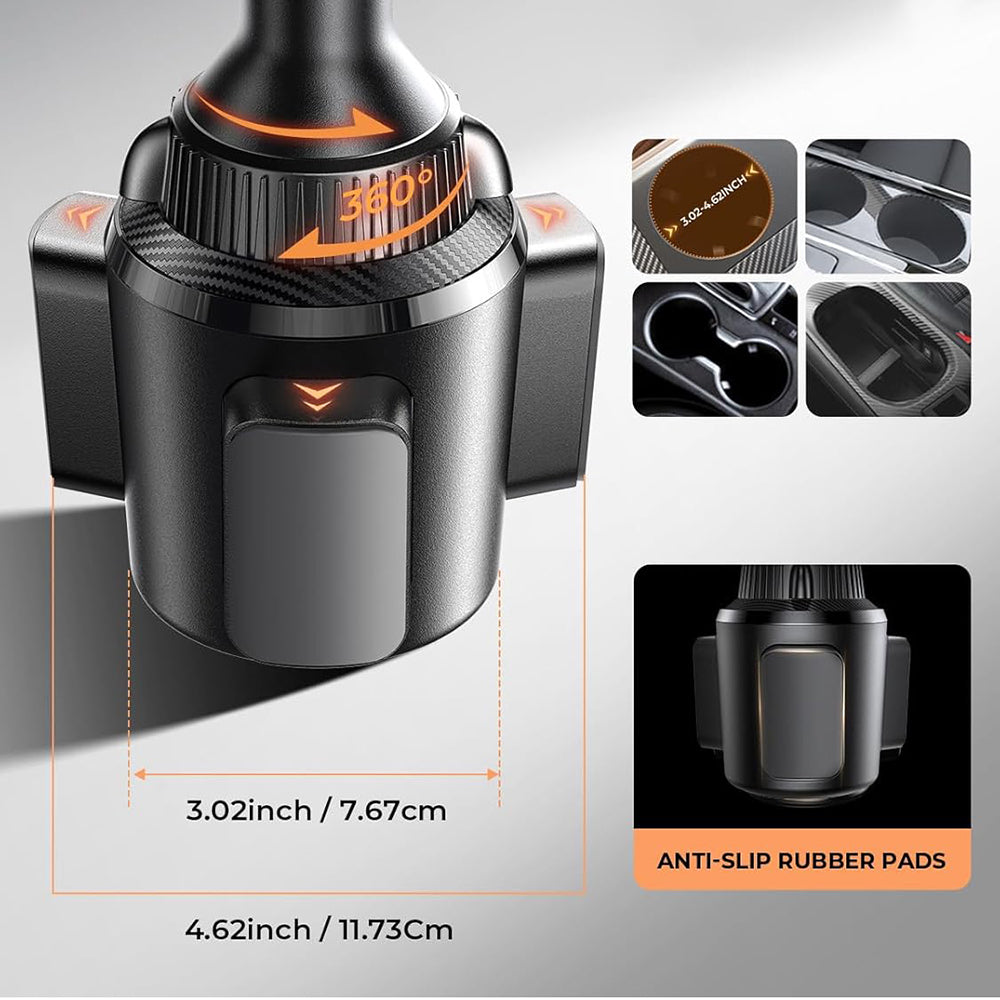 Lisen - Car Holder (YL0220100001) - for Cup Holder, Universal, Multi-Angle Adjustment, Secure Fit, Anti-Shake - Black