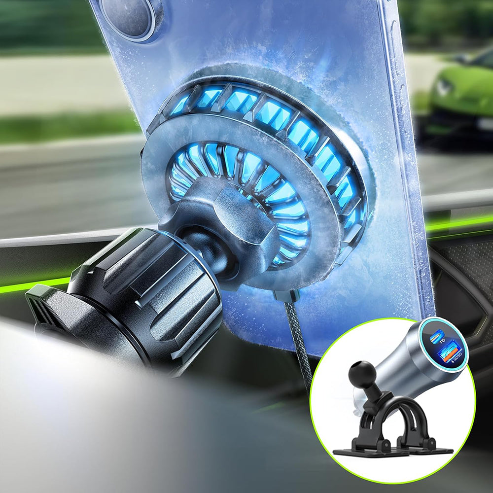 Lisen - Car Holder with Wireless Charging Qi2, W701 (YL0224060042) - for Air Vent, USB, USB-C Car Charger, Cable, 15W - 