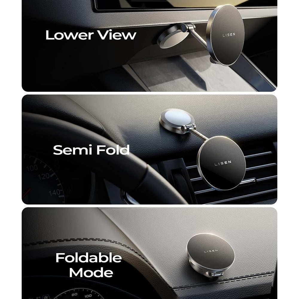 Lisen - Car Holder with Wireless Charging (YL0223090006) - Magnetic, for Dashboard, Universal, Elegant, 15W - Black