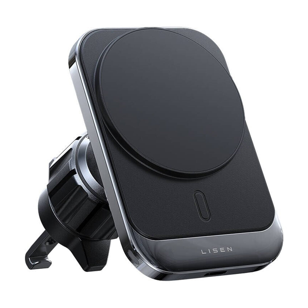 Lisen - Car Holder with Wireless Charging (YL0223070009) - MagSafe, Air Vent, Square Shape, One-Click Release, 15W - Bla