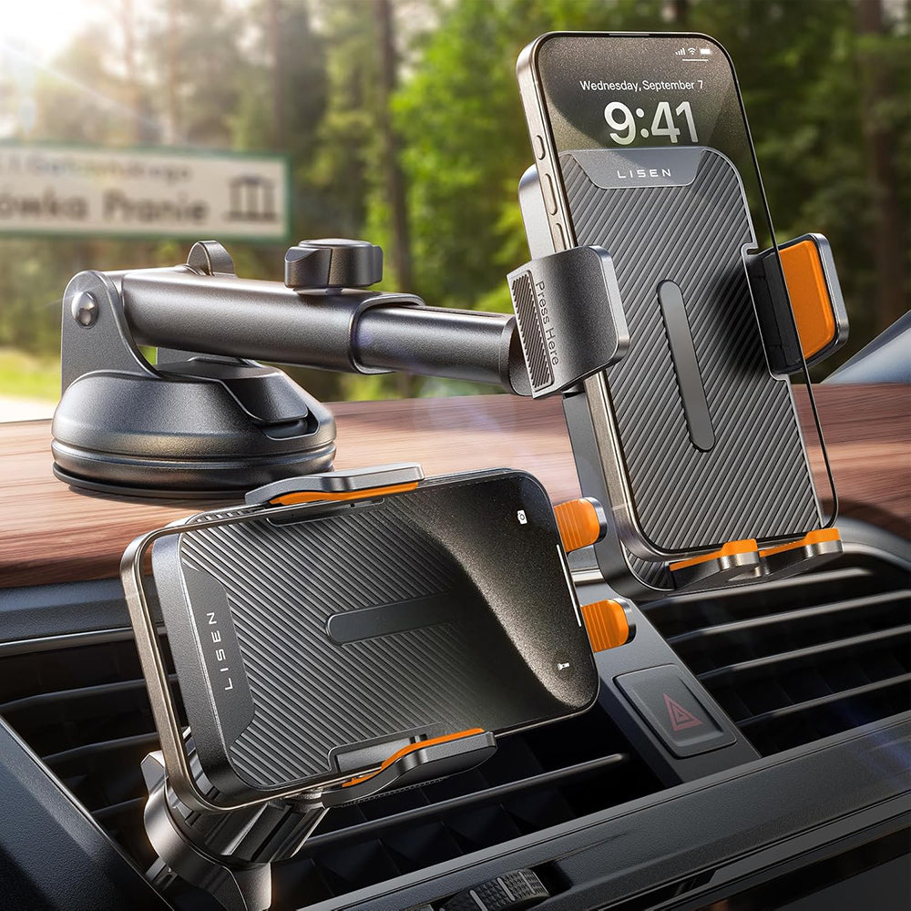 Lisen - Car Holder 2E781 (YL0424040008) - for Dashboard, Air Vent, Windshield, Universal, Adjustable, Telescopic Arm - B