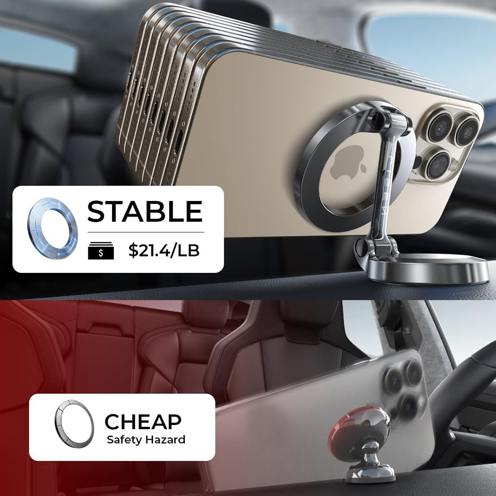 Lisen - Car Holder (YL0224010003) - MagSafe, for Dashboard, Universal, 360° Rotation, Foldable, N52 Magnets - Black