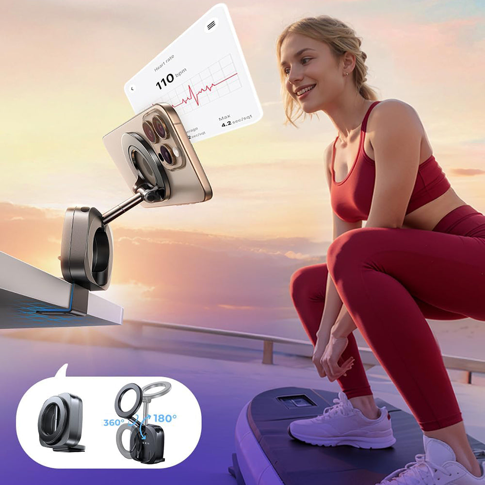 Lisen - Car Holder (YL0224110001) - Magnetic for Dashboard, Desk, 360° Rotation, Foldable, Table Clip, Secure Fit - Blac