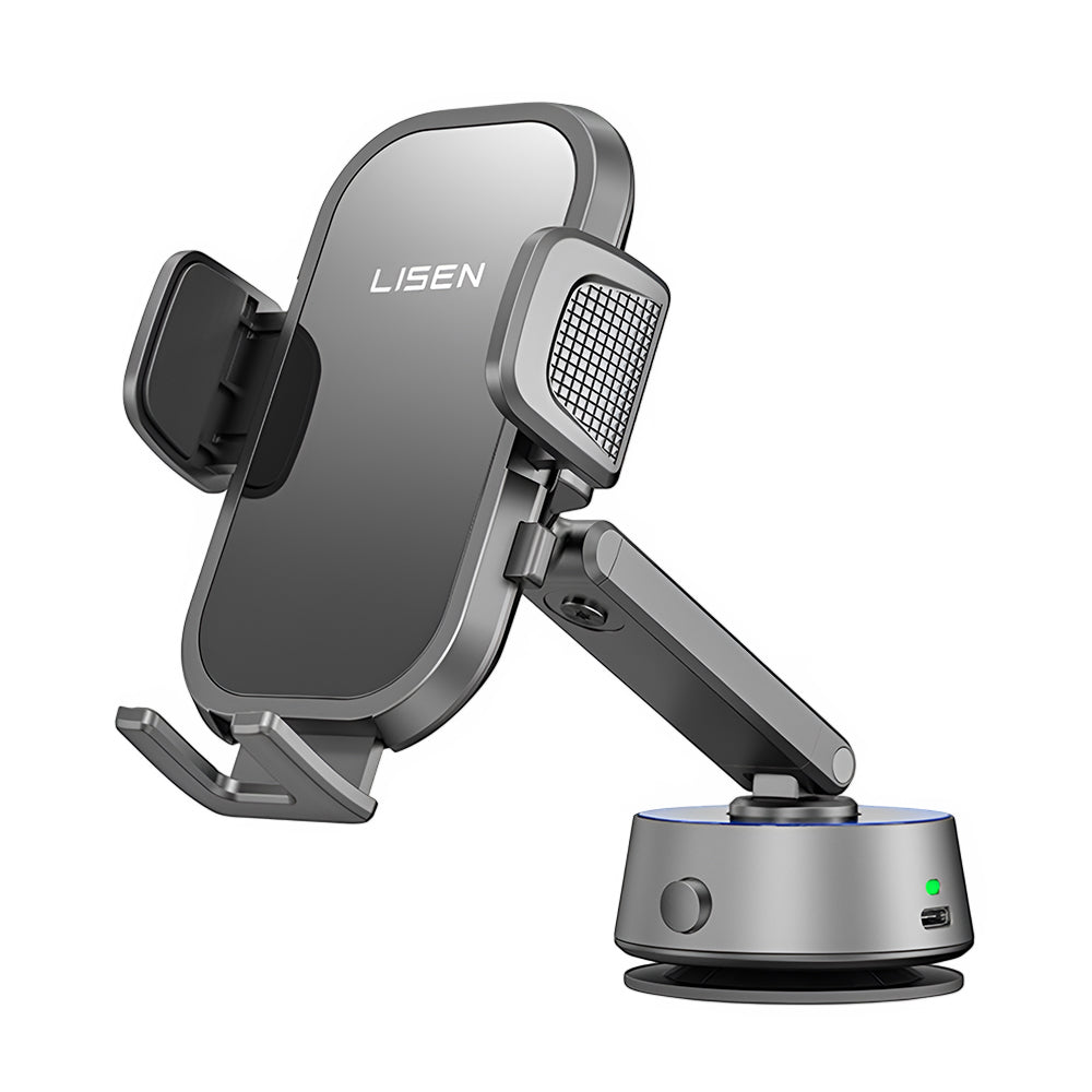 Lisen - Car Holder A680 (YL0225010007) - for Dashboard, Desk, Electric Suction Cup, 360° Rotation, Clamp Arm, 130mAh - B