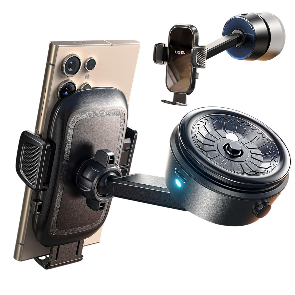 Lisen - Car Holder A680 (YL0225010007) - for Dashboard, Desk, Electric Suction Cup, 360° Rotation, Clamp Arm, 130mAh - B