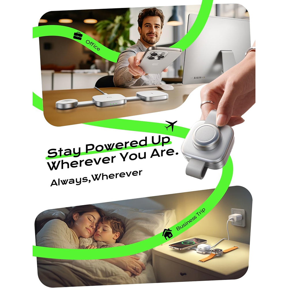 Lisen - Wireless Charging Station 3-in-1 (YL0424040001) - with Wall Charger, Cable, for Phone, Erabuds, Watch, 15W - Gra