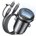 Lisen - Car Charger (YL0223080035) - USB, Type-C, with 3in1 Type-C/Lightning to Type-C Cable, 12V/24V - Black