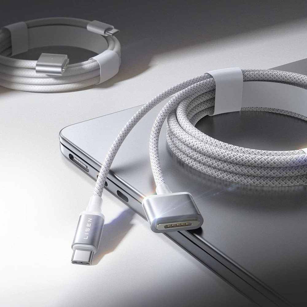 Lisen - Data Cable (YL0123070001) - Type-C to MagSafe 3, for MacBook, 140W, Super Fast Charging, Braided, 2m - Silver