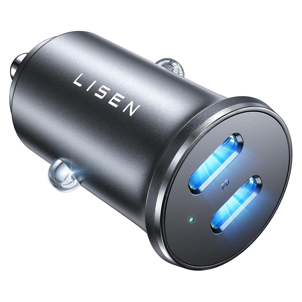 Lisen - Car Charger (YL0223080007) - with Dual Type-C, 2x 45W, 12V/24V, Aluminum Alloy - Black