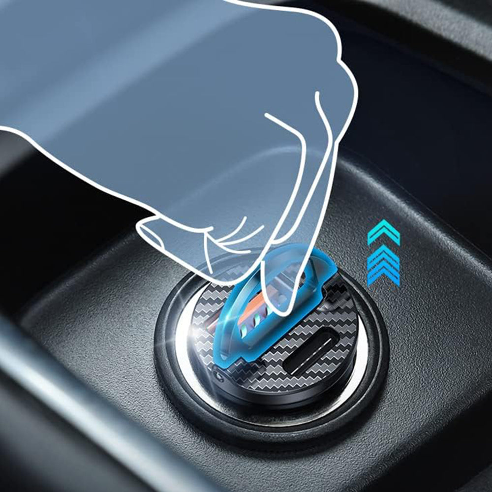 Ainope - Car Charger (YA0222080015) - USB, Type-C, PD30W, with Pull Ring, Aluminum Alloy, 12V/24V - Black
