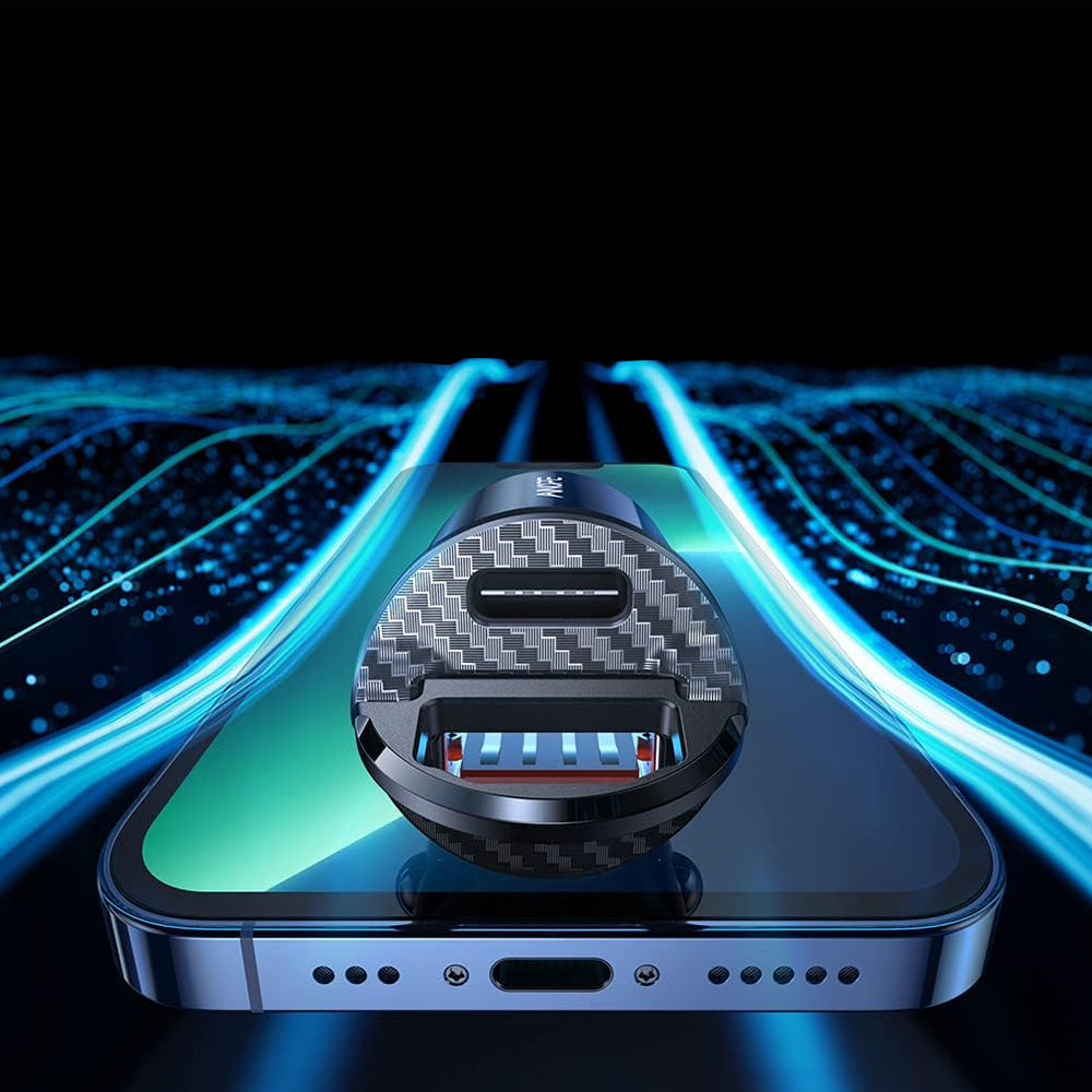 Ainope - Car Charger (YA0222080015) - USB, Type-C, PD30W, with Pull Ring, Aluminum Alloy, 12V/24V - Black