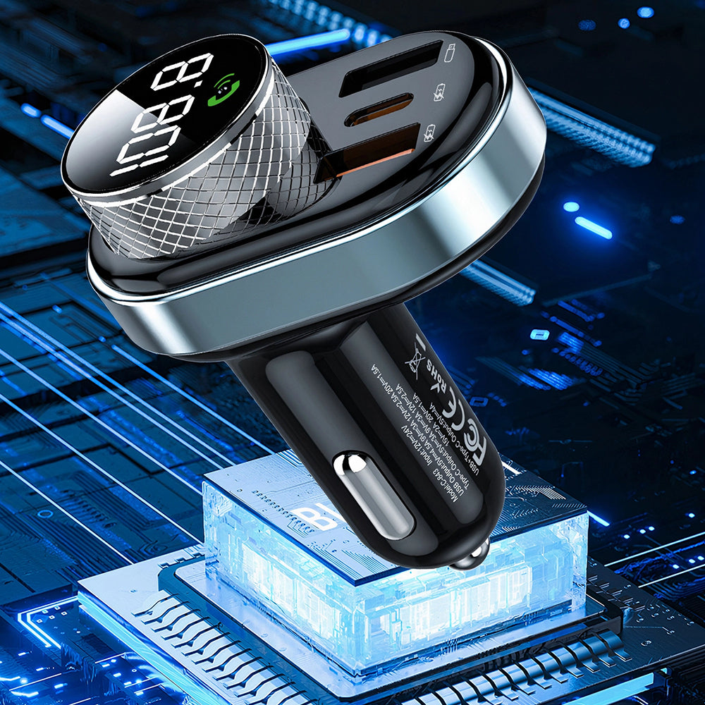 Proove - Car Charger with FM Modulator (FMSL30110001) - USB, Type-C, U-Disk, TF, Bluetooth 5.4, Fast Charge, 30W - Black