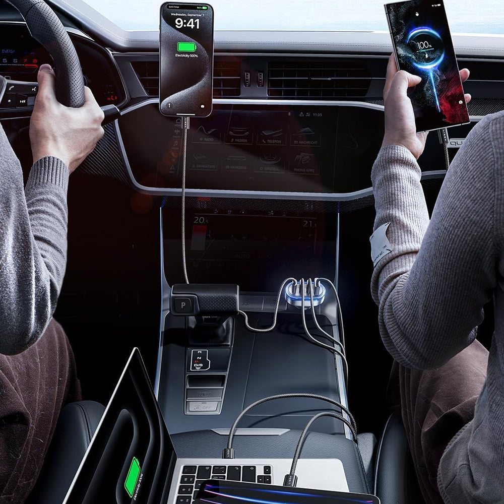 Lisen - Car Charger (YL0223120021) - with Type-C Cable, USB, 3x Type-C, 101W, Fast Charge, 12V=24V - Black