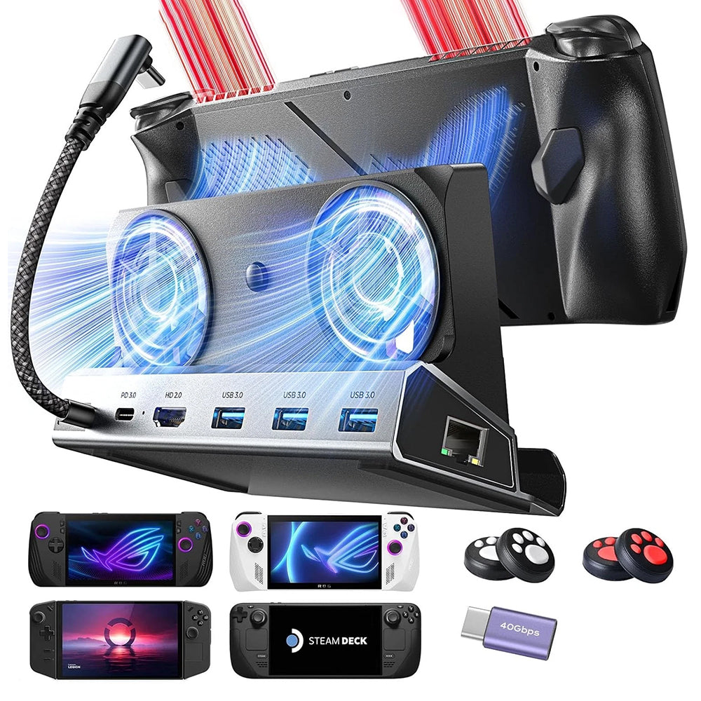 Lisen - Docking Station S1 (YL0423110005) - HDMI 2.0 4K, 3x USB3.0, USB-C PD100W, Ethernet, 2x Cooling Fan, OLED - Black
