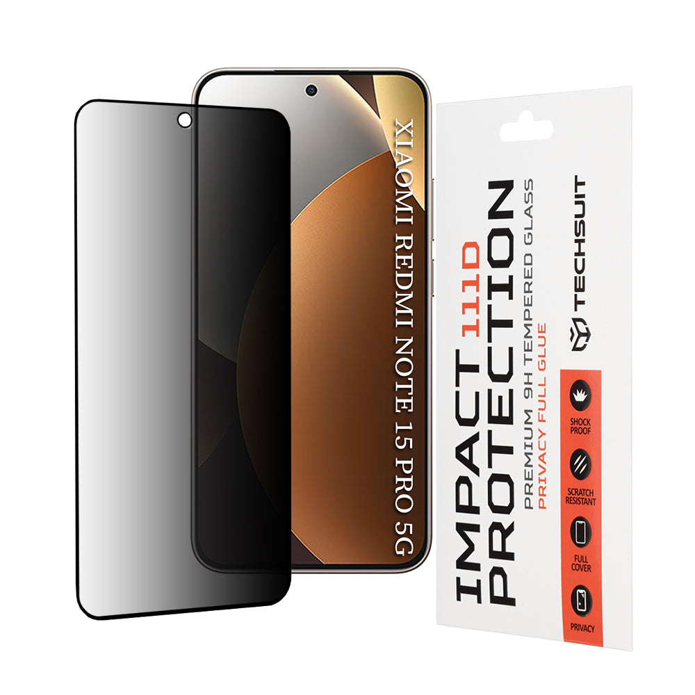 Techsuit - 111D Privacy Full Glue - Xiaomi Redmi Note 15 Pro 5G - Black