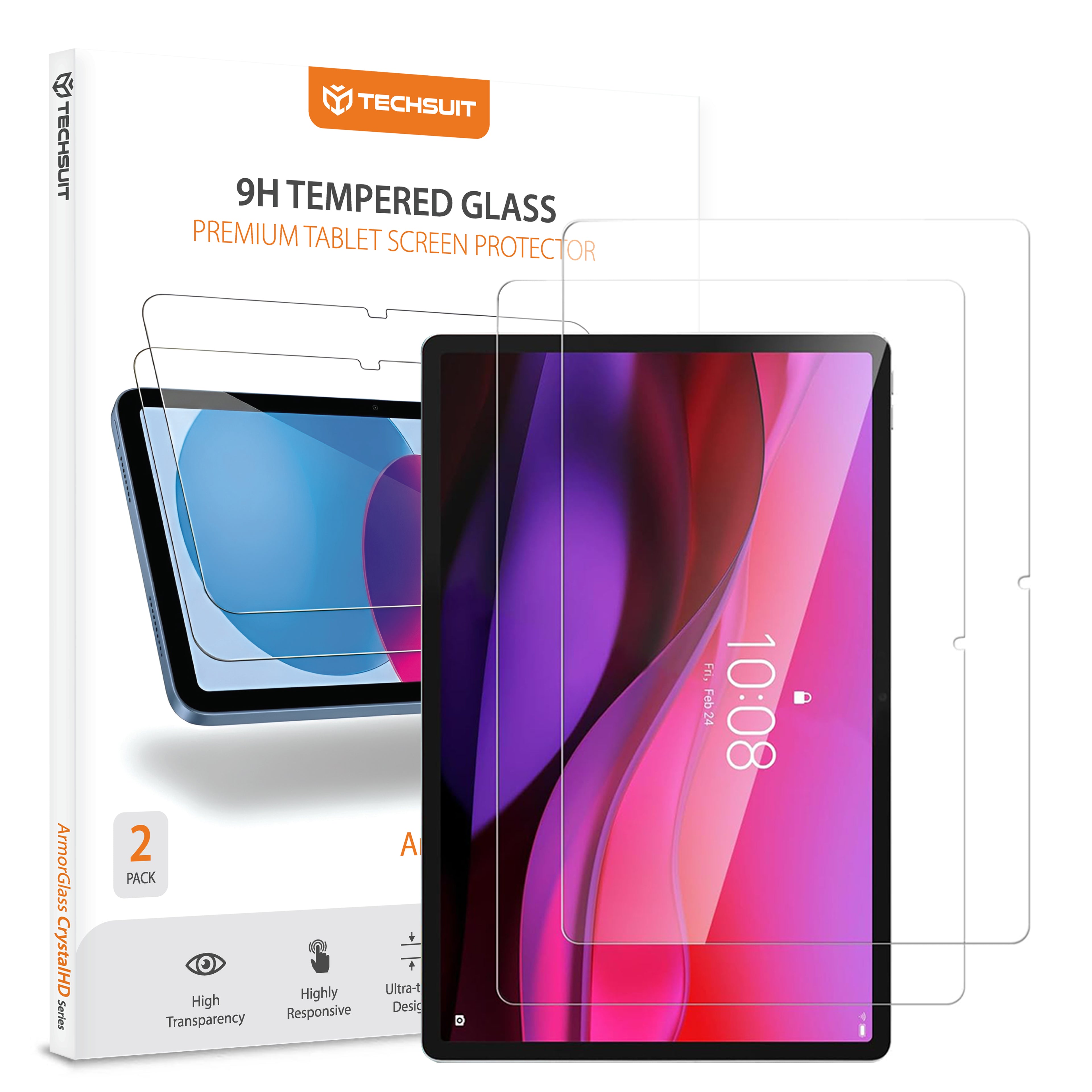 Techsuit - ArmorGlass CrystalHD (2 pack) - Lenovo Yoga Tab Plus 12.7 - Clear