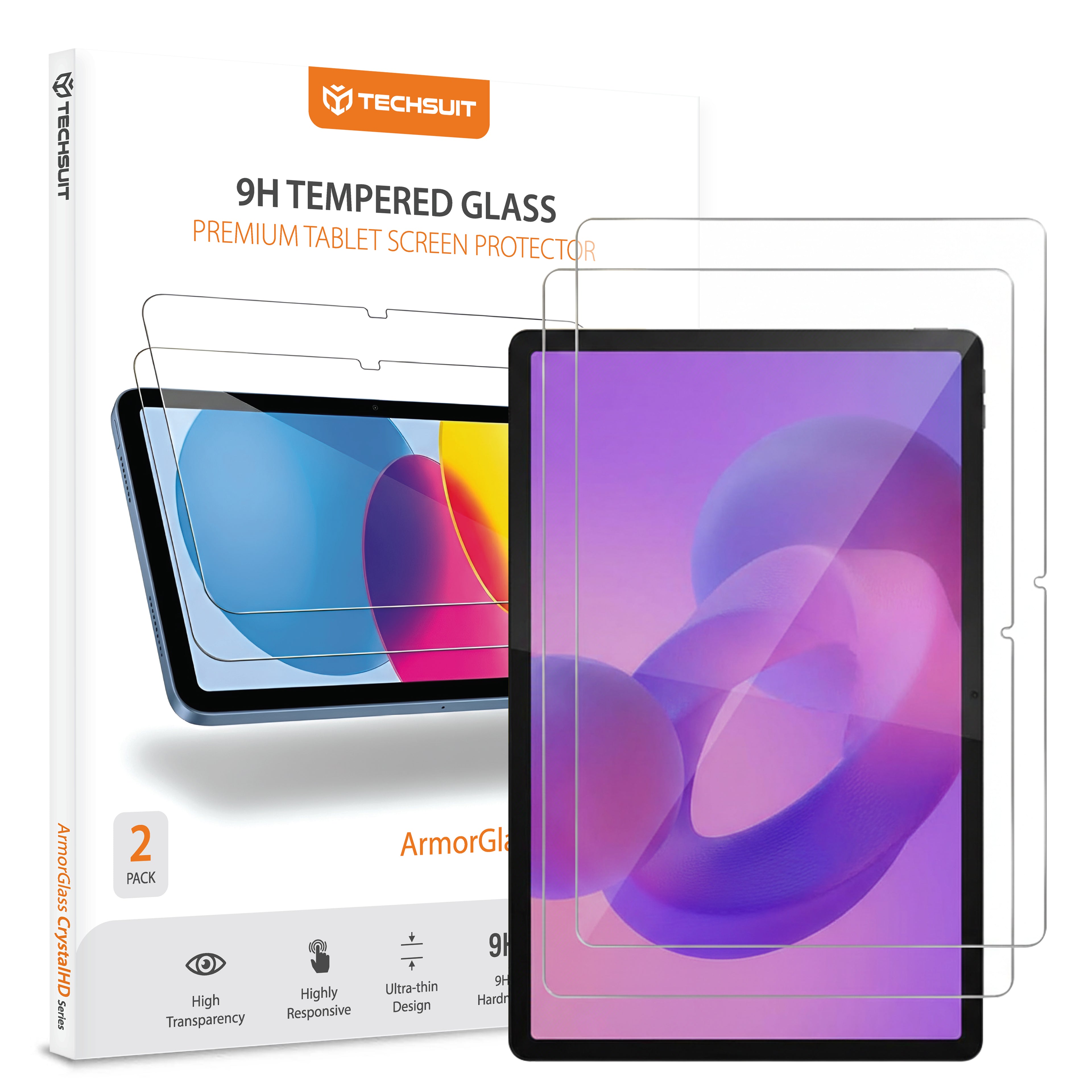 Techsuit - ArmorGlass CrystalHD (2 pack) - Lenovo Idea Tab Plus 12.1 - Clear