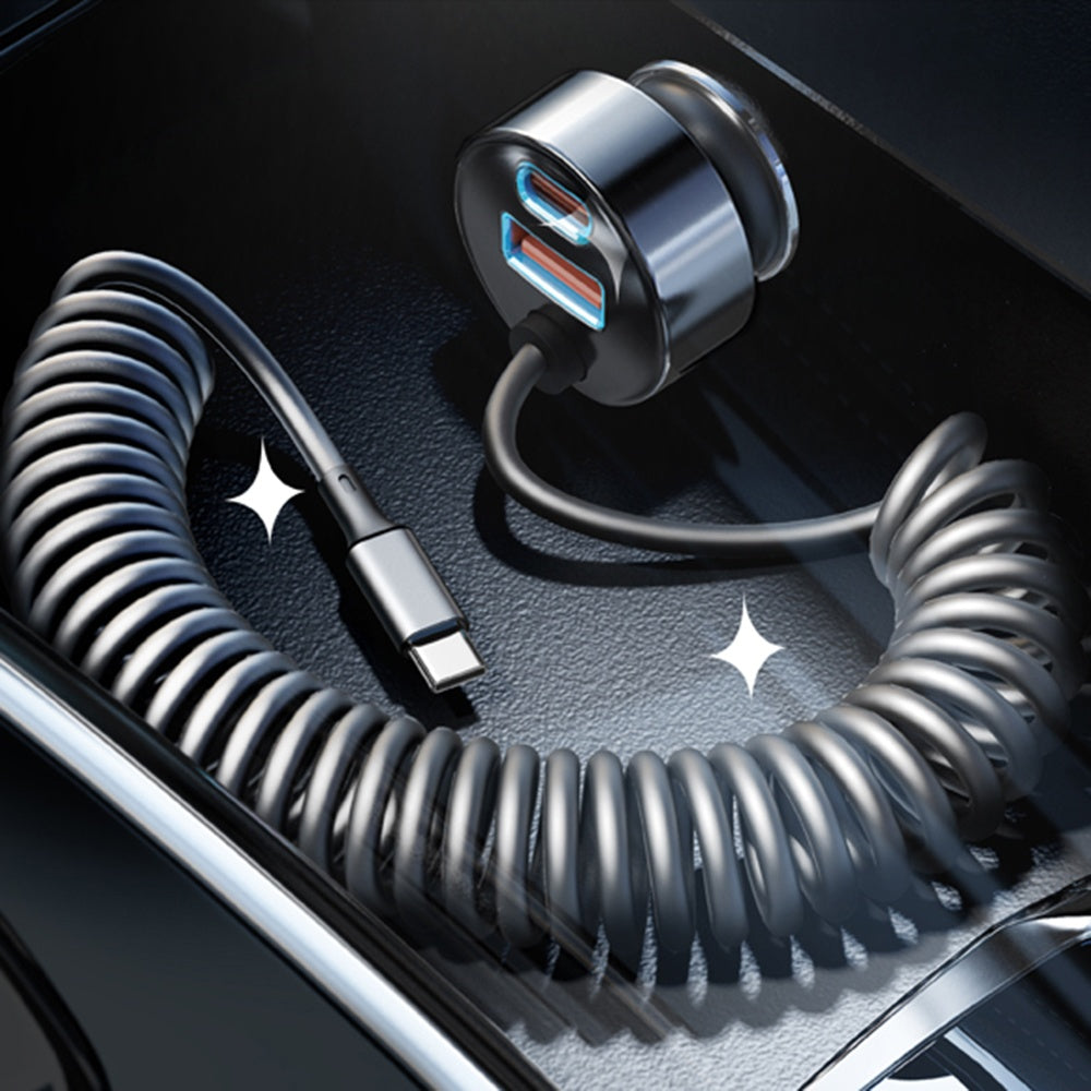 Lisen - Car Charger (YL0223120020) - with Type-C Cable, USB, Type-C, Fast Charge, 90W, 12V/24V - Black