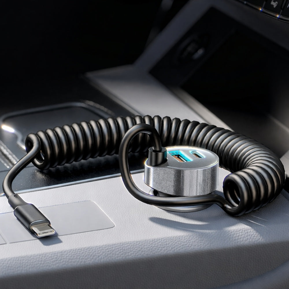 Lisen - Car Charger (YL0223120020) - with Type-C Cable, USB, Type-C, Fast Charge, 90W, 12V/24V - Black