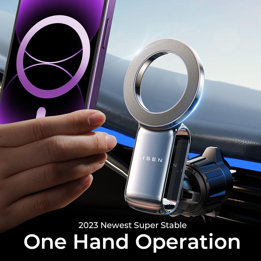 Lisen - Car Holder (YL0224050012) - Magnetic Grip, for Air Vent, Foldable, 360° Adjustable, Secure Fit - Black