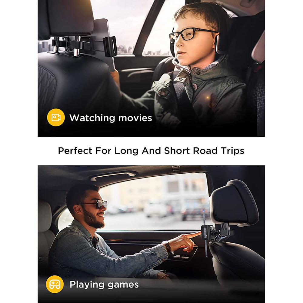 Lisen - Car Holder (YL0221030002) - for Phone, Tablet up to 12.9", Headrest Mount, Adjustable, Secure fit - Black