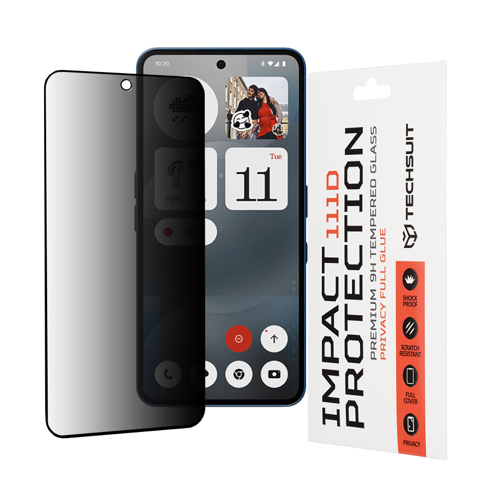 Techsuit - 111D Privacy Full Glue - Nothing Phone (3a) / (3a) Pro - Black
