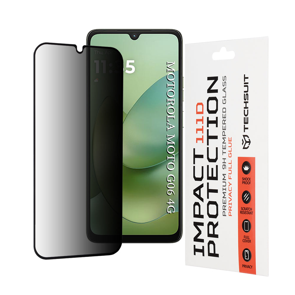 Techsuit - 111D Privacy Full Glue - Motorola Moto G06 / Moto G06 Power - Black