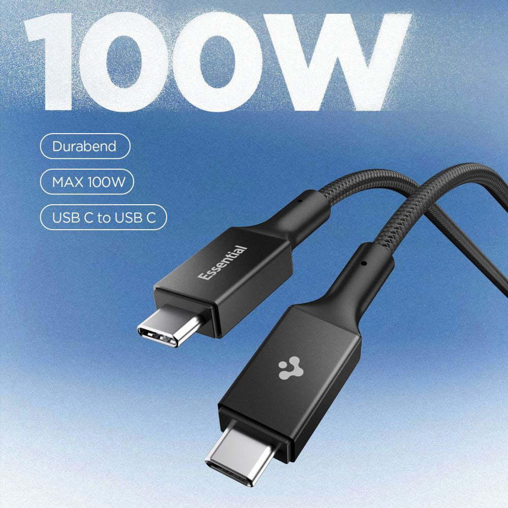Spigen - Data Cable Essential EB10015CC (ACA10421) - Fast Charging, Type-C, 100W, 5Gbps, E-Marker Chip, 1.5m - Black