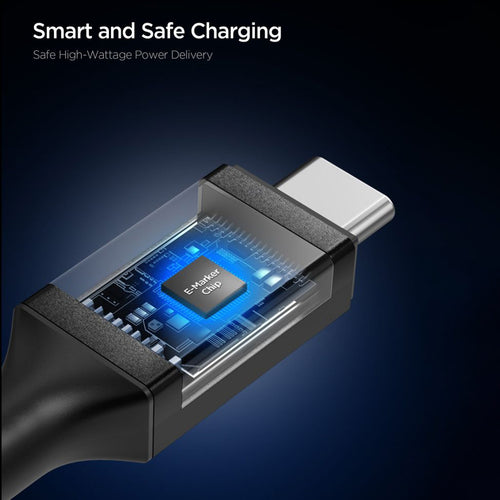 Spigen - Data Cable Essential EB24015CC (ACA10423) - Fast Charging, Type-C, 240W, 40Gbps, E-Marker Chip, 8K, 1.5m - Blac
