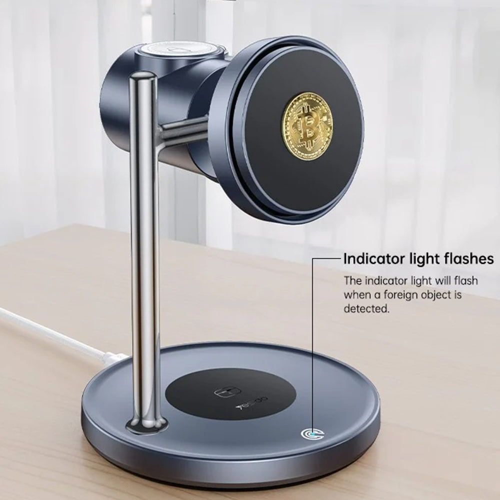 Yesido - Wireless Charging Station 3in1 (DS40) - for Phone, Earphone, Watch with Touch Switch, Fan, Qi2.2, 25W, Type-C C