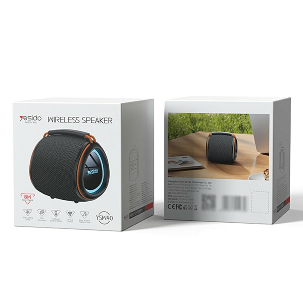 Yesido - Wireless Speaker (YSW40) - Bluetooth 5.3, Type-C, TF Card, USB, 1200mAh, 8W - Black