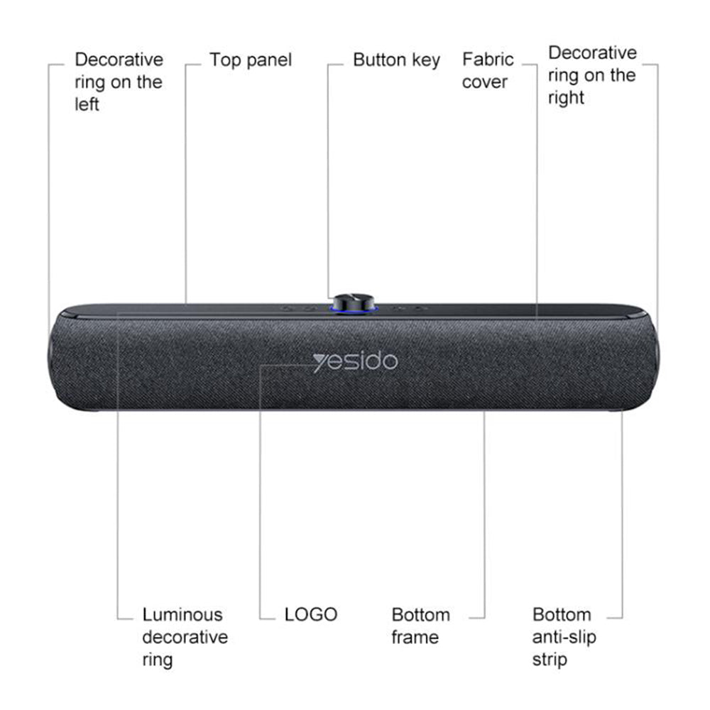Yesido - Wireless Speaker (YSW42) - Bluetooth 5.3, Type-C, TF, 2000mAh, 20W - Black