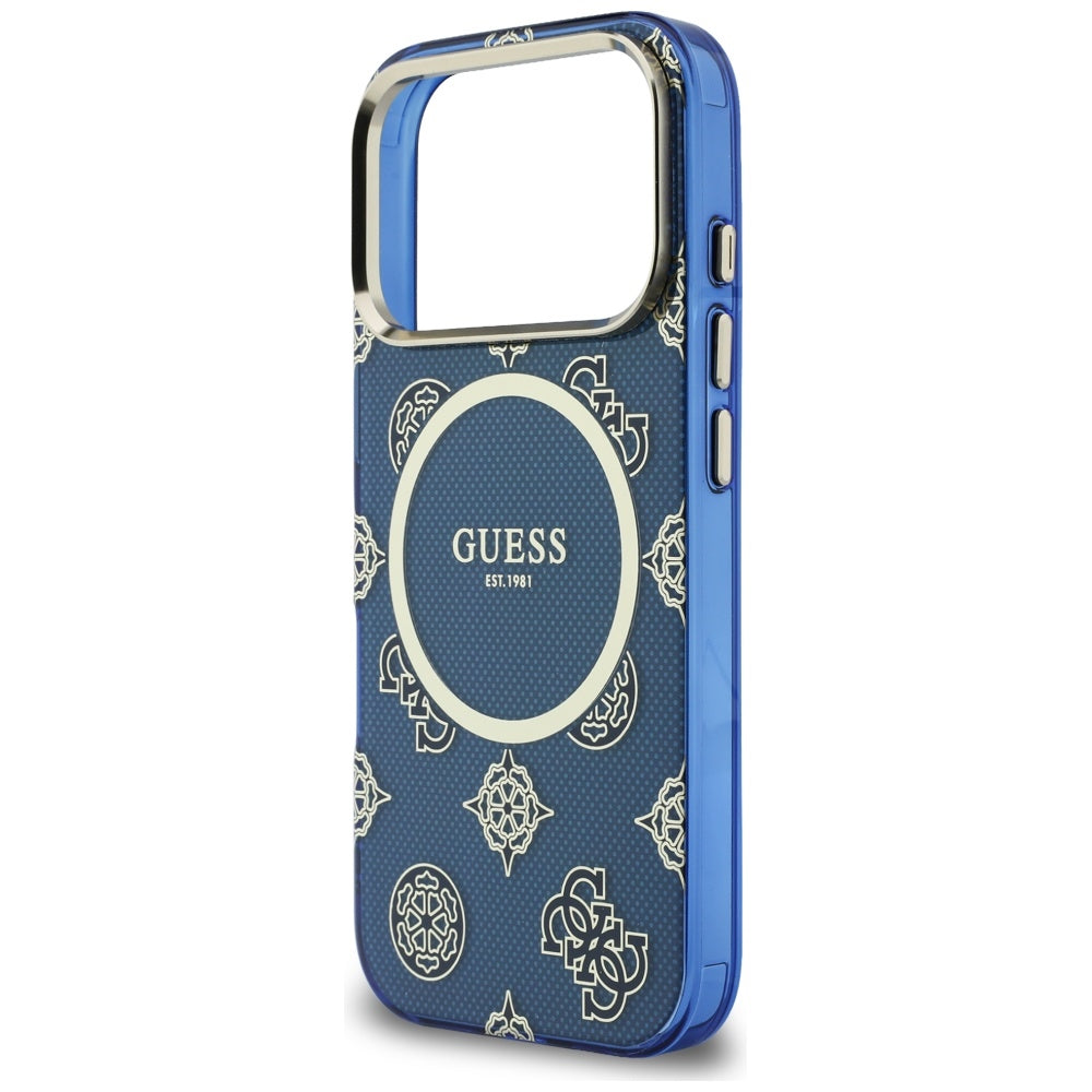 Husa pentru iPhone 17 Pro - Guess IML Peony Dot MagSafe (GUHMP17L5HPOEDB) - Blue