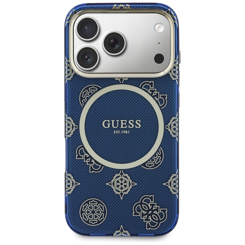 Husa pentru iPhone 17 Pro - Guess IML Peony Dot MagSafe (GUHMP17L5HPOEDB) - Blue