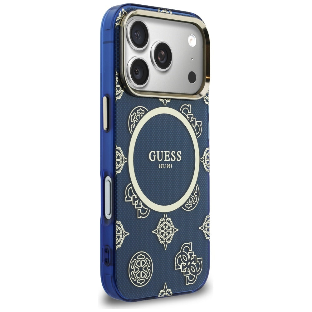 Husa pentru iPhone 17 Pro - Guess IML Peony Dot MagSafe (GUHMP17L5HPOEDB) - Blue