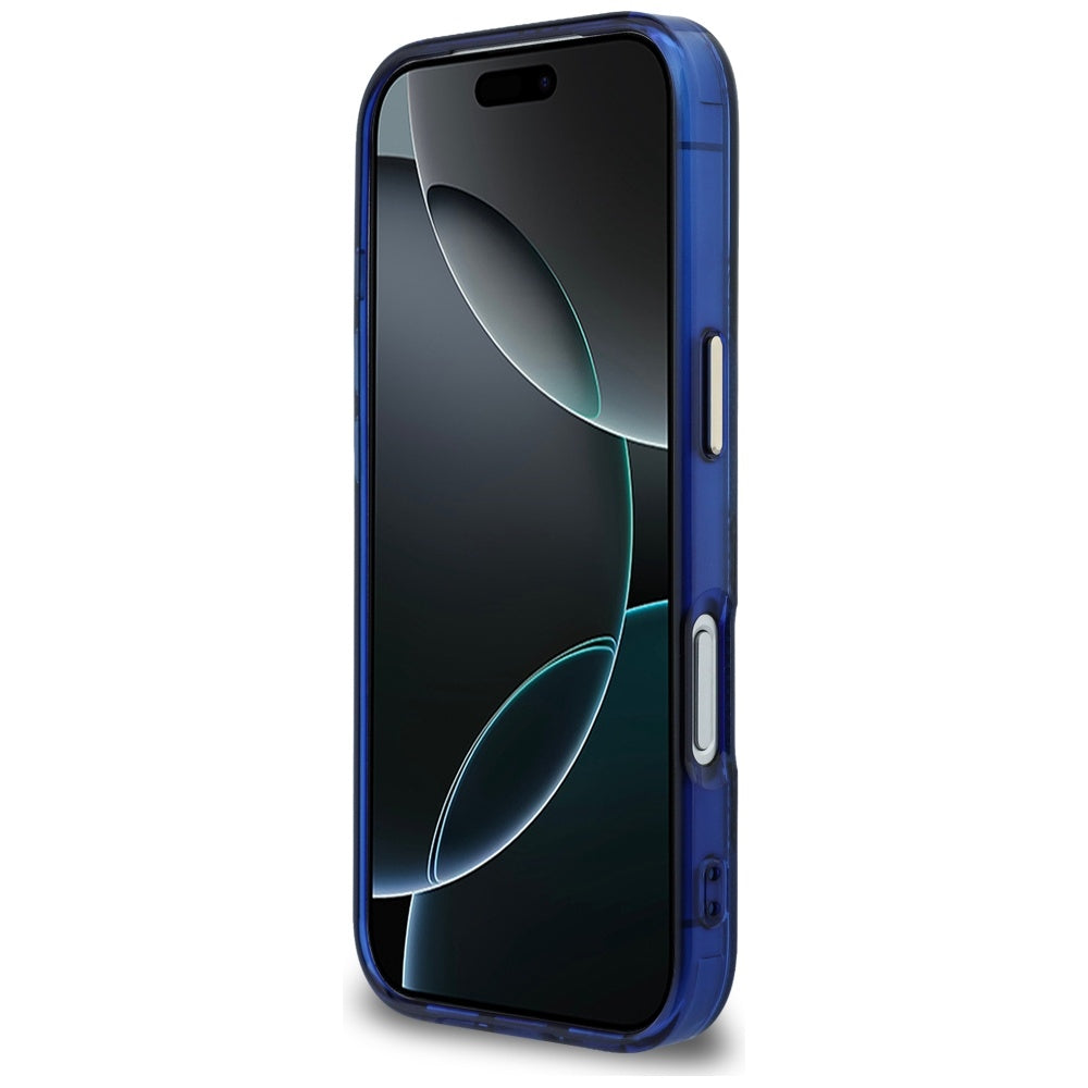 Husa pentru iPhone 17 Pro - Guess IML Peony Dot MagSafe (GUHMP17L5HPOEDB) - Blue