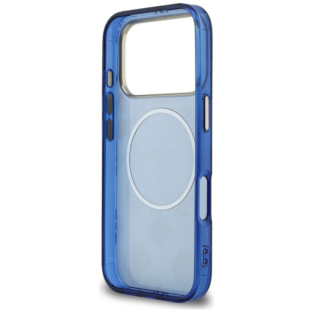 Husa pentru iPhone 17 Pro - Guess IML Peony Dot MagSafe (GUHMP17L5HPOEDB) - Blue