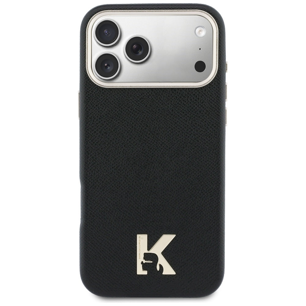 Karl Lagerfeld - Hardcase Leather Khead Logo MagSafe (KLHMP17X5PGFKHGK) - iPhone 17 Pro Max - Black