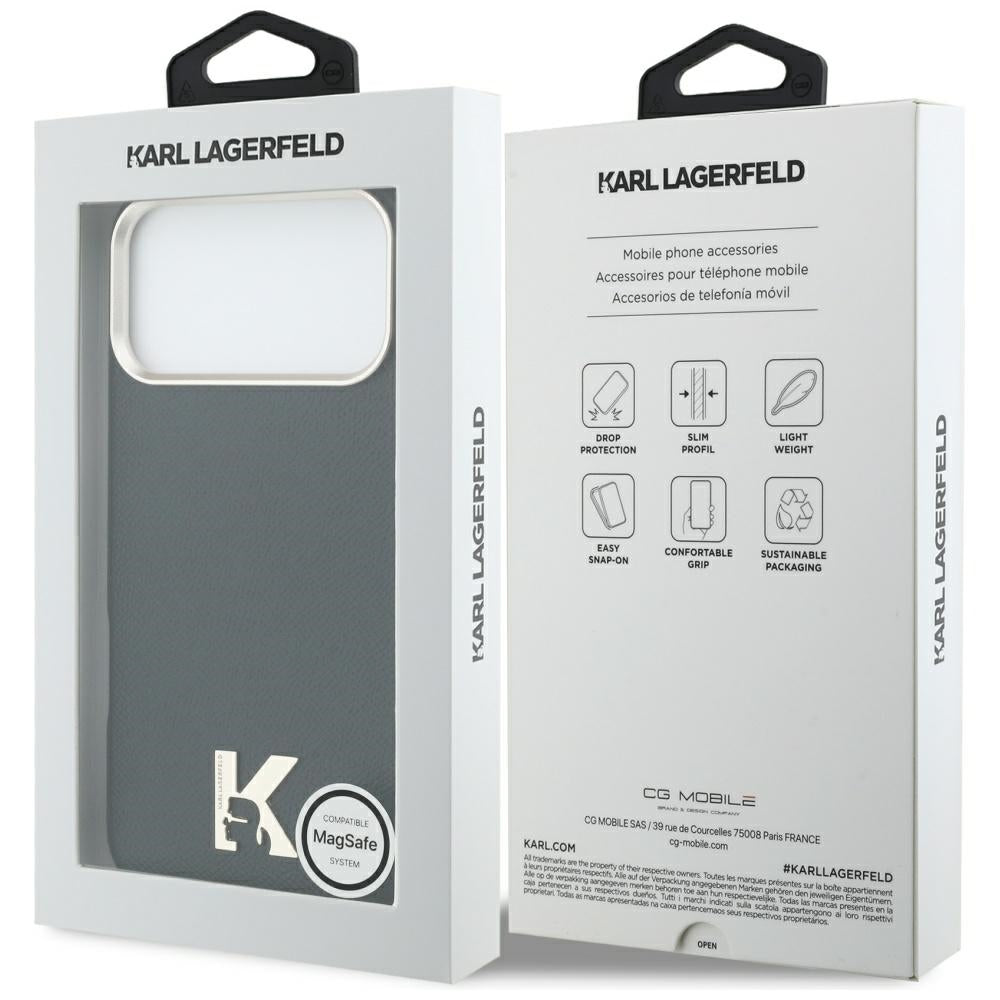 Karl Lagerfeld - Hardcase Leather Khead Logo MagSafe (KLHMP17X5PGFKHGK) - iPhone 17 Pro Max - Black